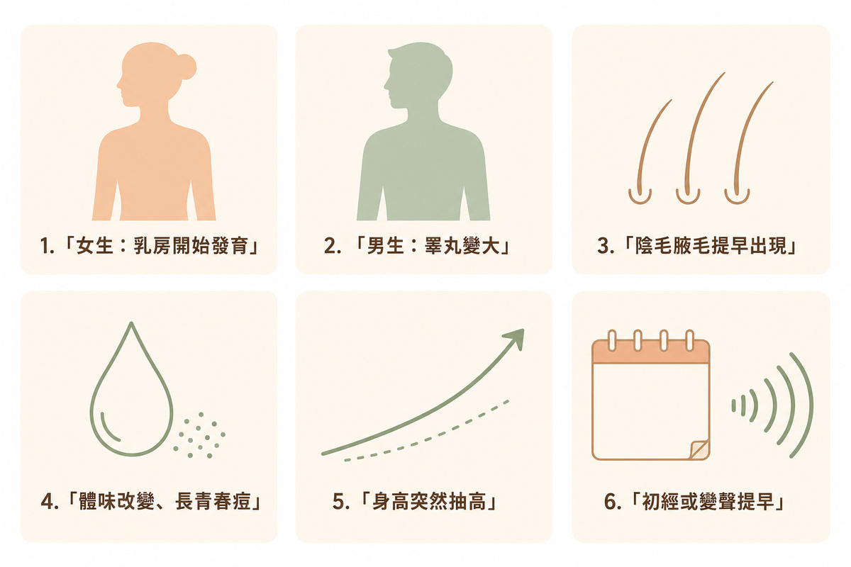 性早熟六大徵兆對照圖